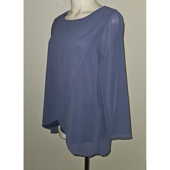Soft Surroundings Belvedere Blouse Marlin Blue Layered Wrap Look Sz Petite Small - Picture 2 of 11